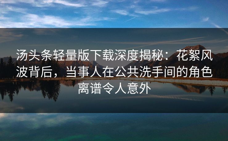 汤头条轻量版下载深度揭秘：花絮风波背后，当事人在公共洗手间的角色离谱令人意外